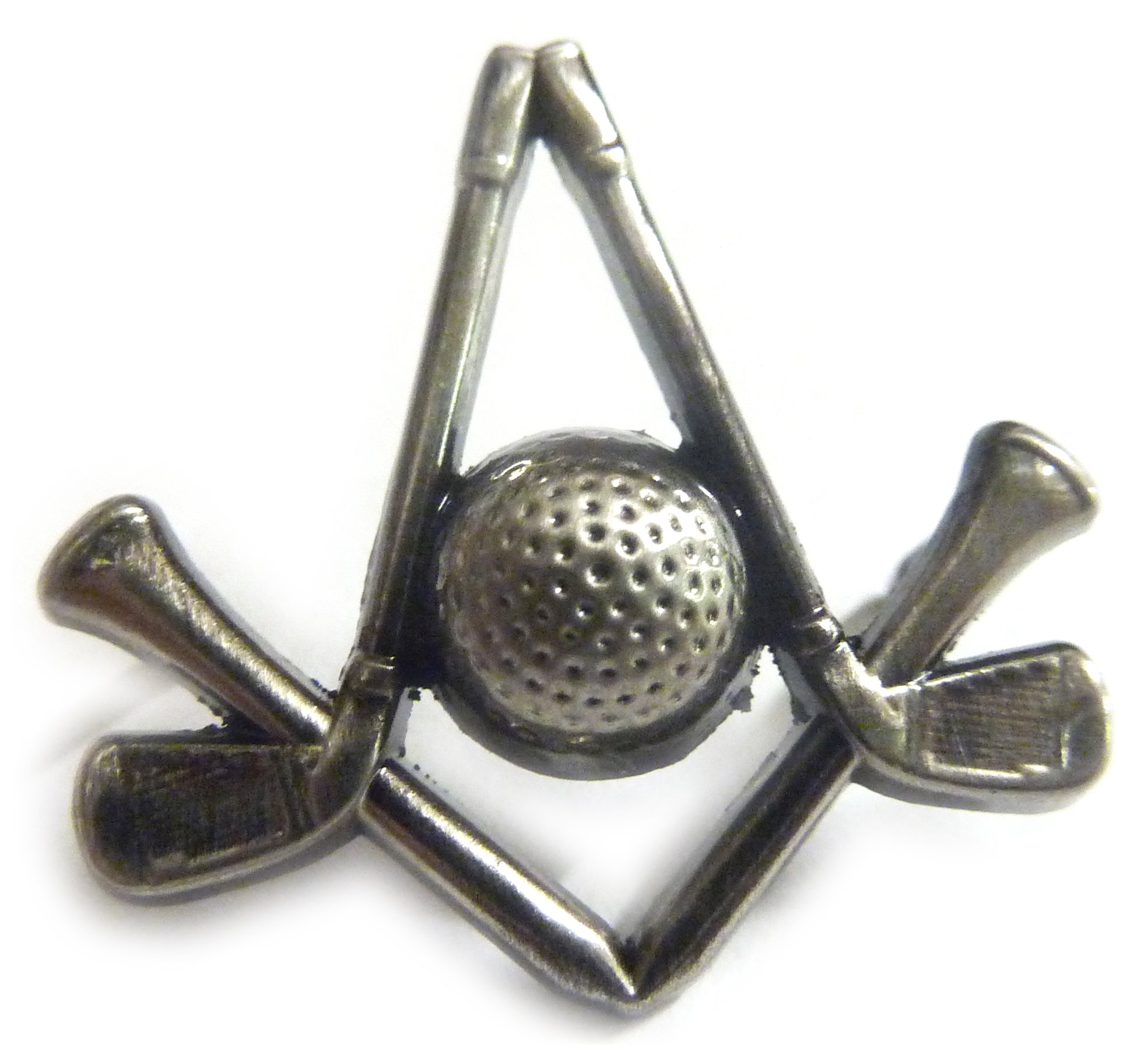 Golf Club Ball Tee Masonic Square & Compass Tie Tack Lapel Pin