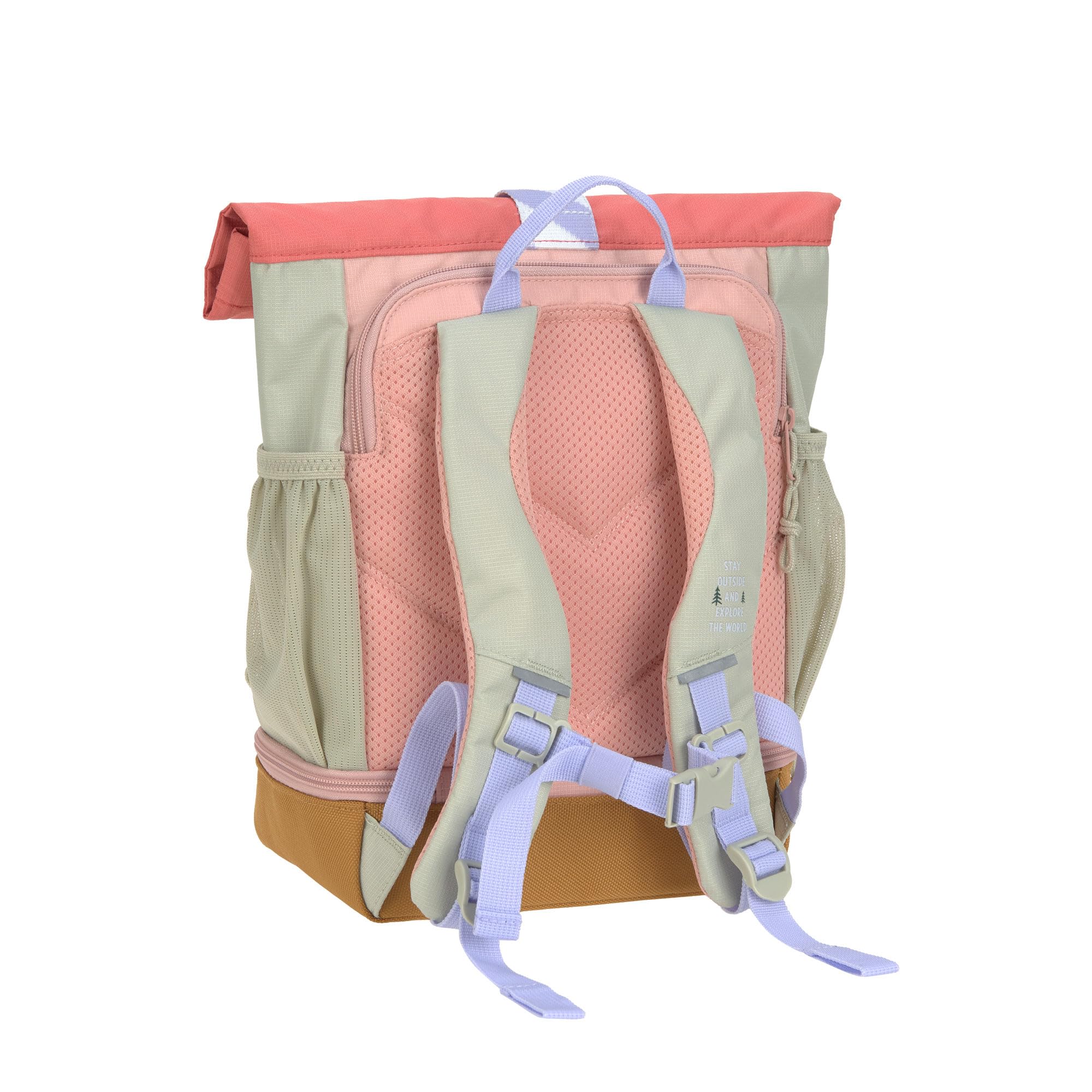 LÄSSIG Sac à Dos pour l'école Maternelle Sac à Dos pour Enfants Rolltop avec Sangle de Poitrine Hydrofuge, 11 litres/Mini Rolltop Backpack Sunny Explorer Rose/Pink