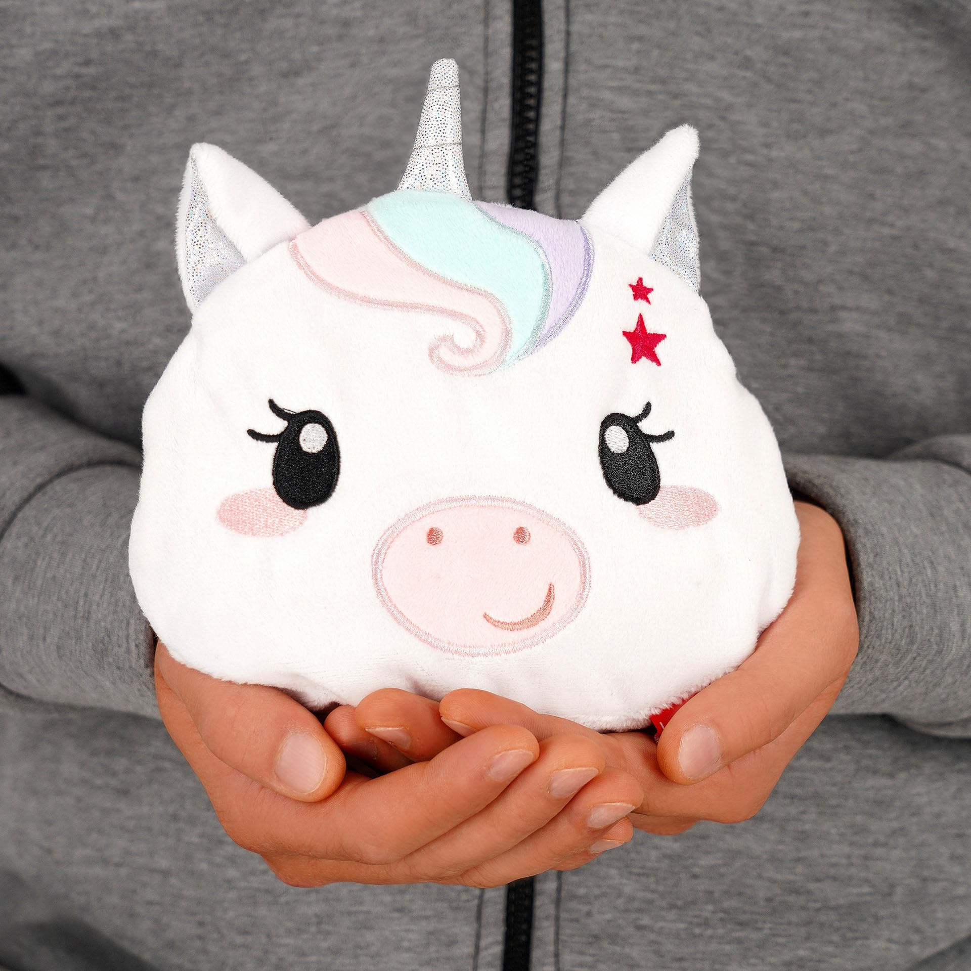 Legami - Mini Cojín Térmico con Semillas de Lino, Warm Cuddles, de Semillas de Lino, Perfume de Lavanda, Poliéster y Algodón, Da Relax, Tema Unicorn, Uso en Microondas o Nevera, 18x19x2.5 cm
