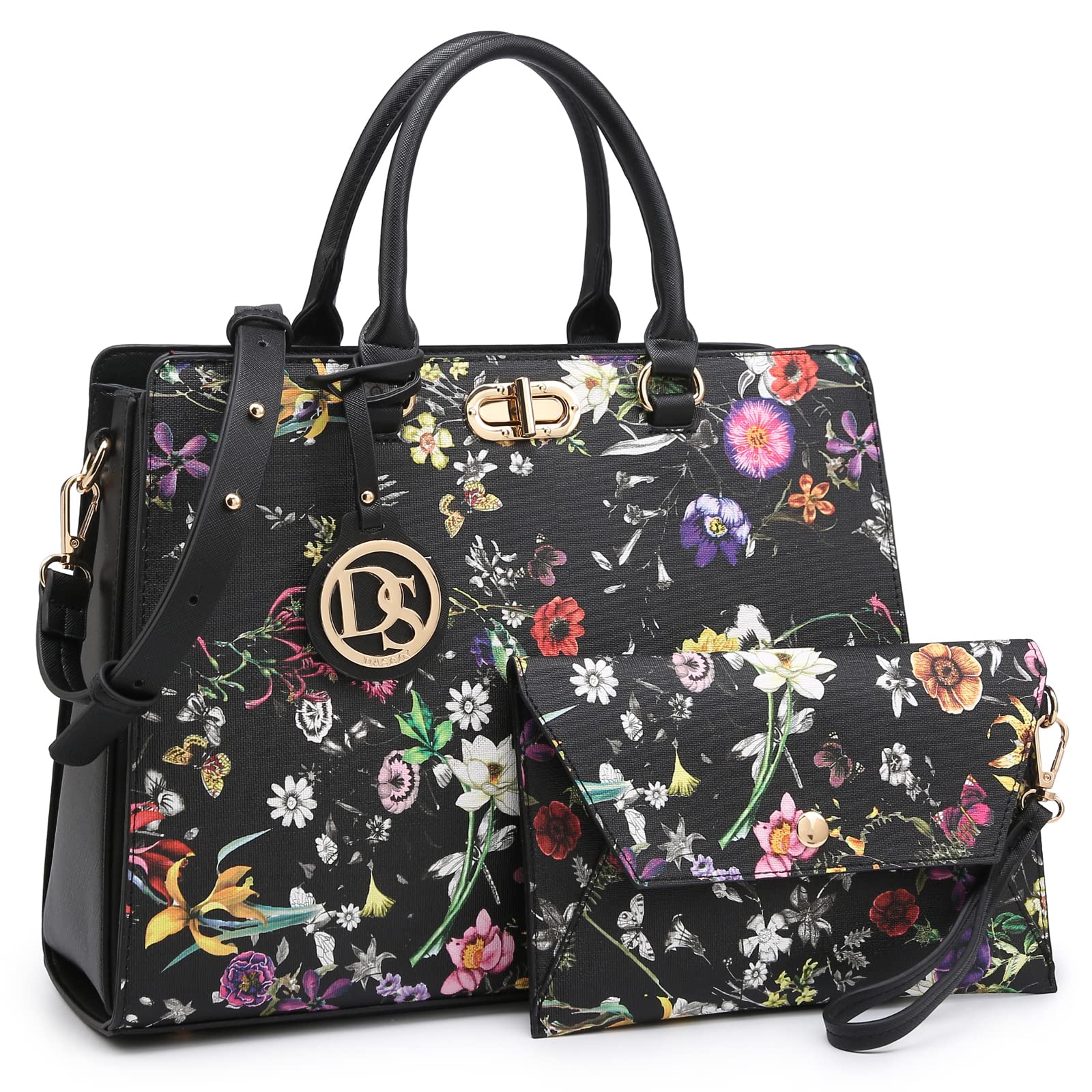 Dasein Women Handbags Purses Ladies Work Purse Satchel Tote Top Handle Shoulder Bags with Matching Clutch