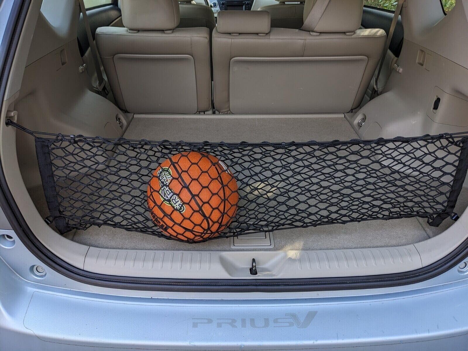 EACCESSORIES EA Trunk Organizer Cargo Net for Toyota Prius V 2012-2017 - Envelope Style Cargo Net for Wagon - Premium Mesh Elastic Car Trunk Organizer
