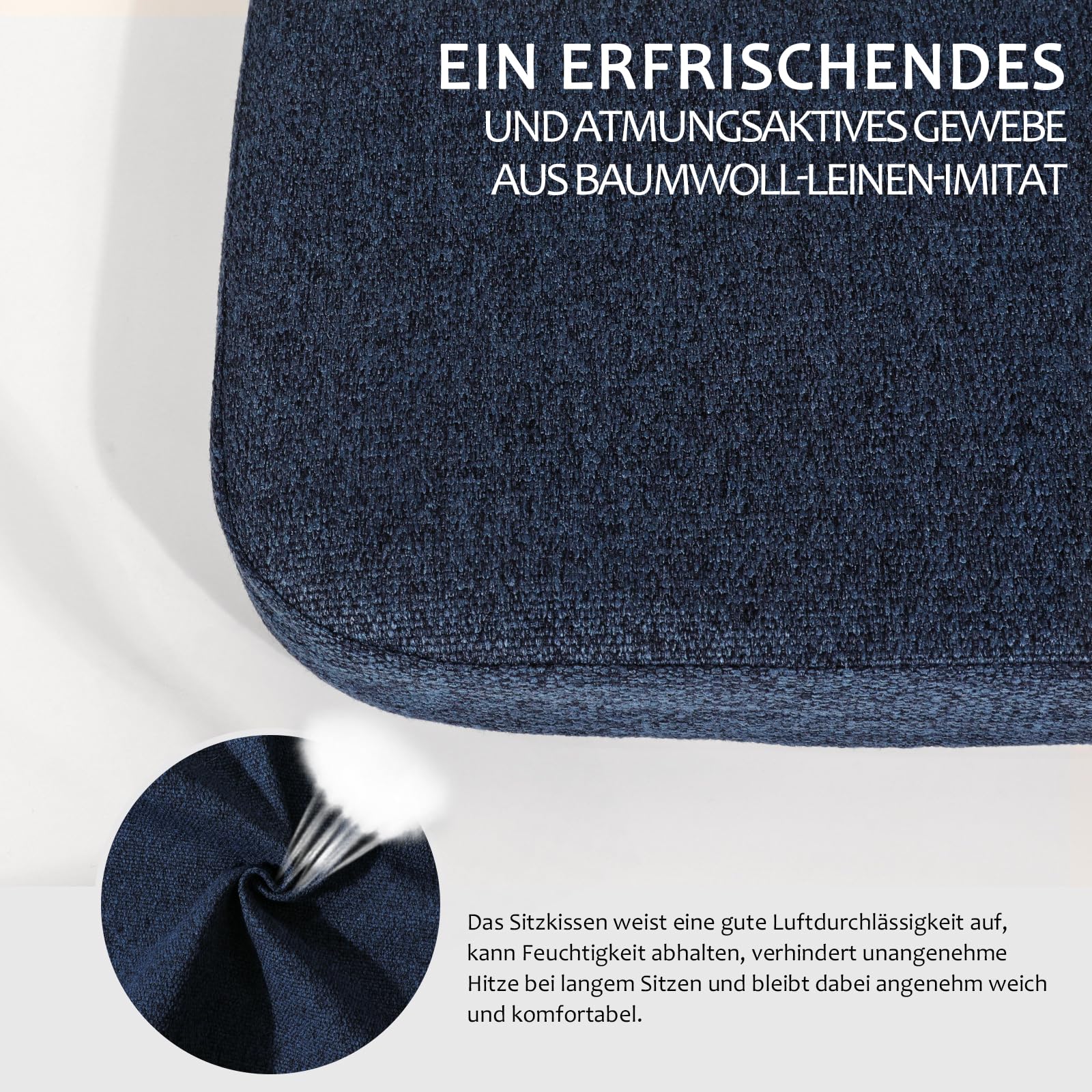 4pcs Stuhlkissen mit Bändern (43 * 41cm) Sitzkissen Stuhl rutschfest Sitzauflage Sitzpolster halbrund für Stühle in Haus und Garten Büro