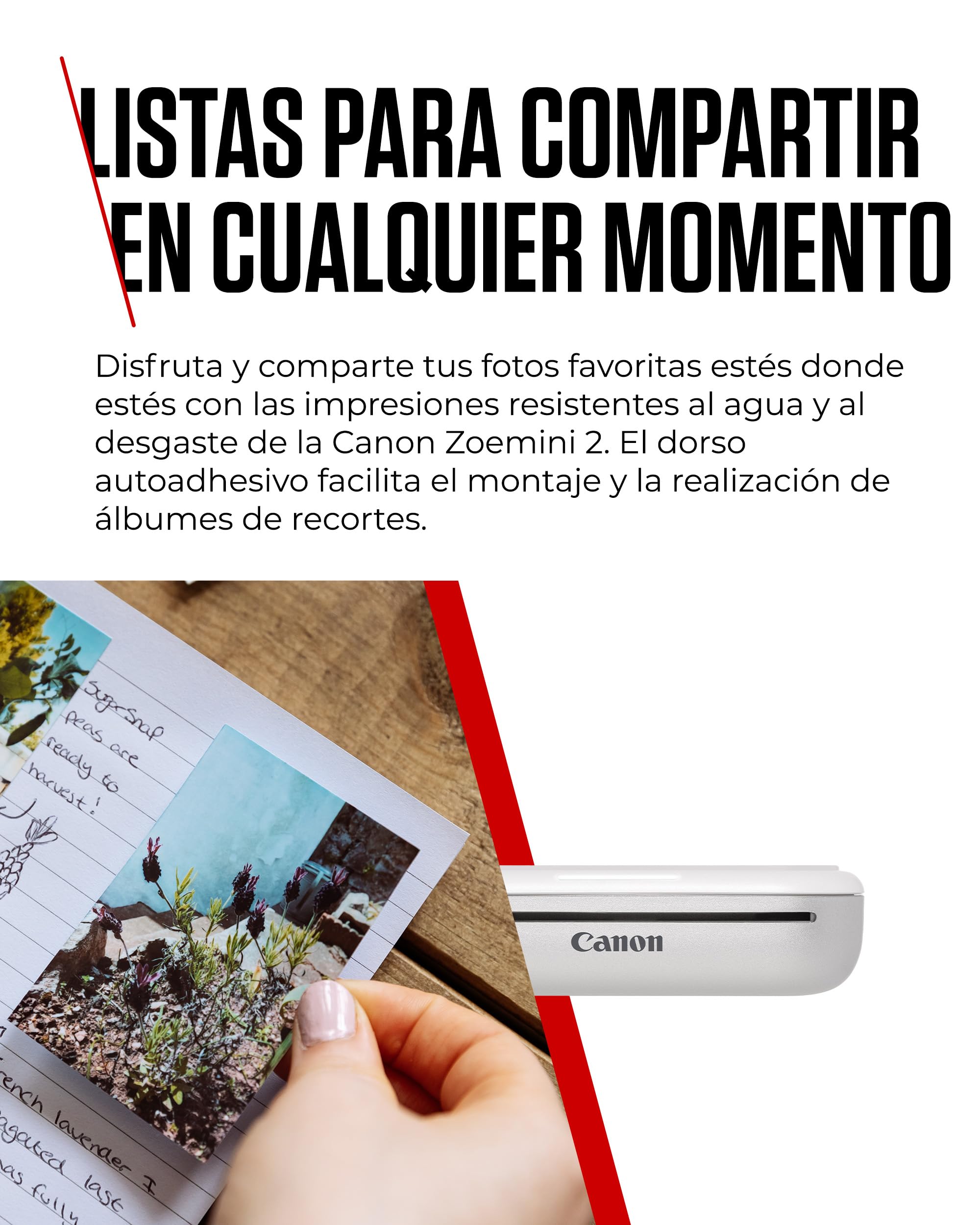 Canon Zoemini 2 Kit de Impresión – Impresora Fotográfica Portátil y Compacta – Bluetooth 5.0 – Carga Rápida USB C Ideal para Viajes (Blanco)