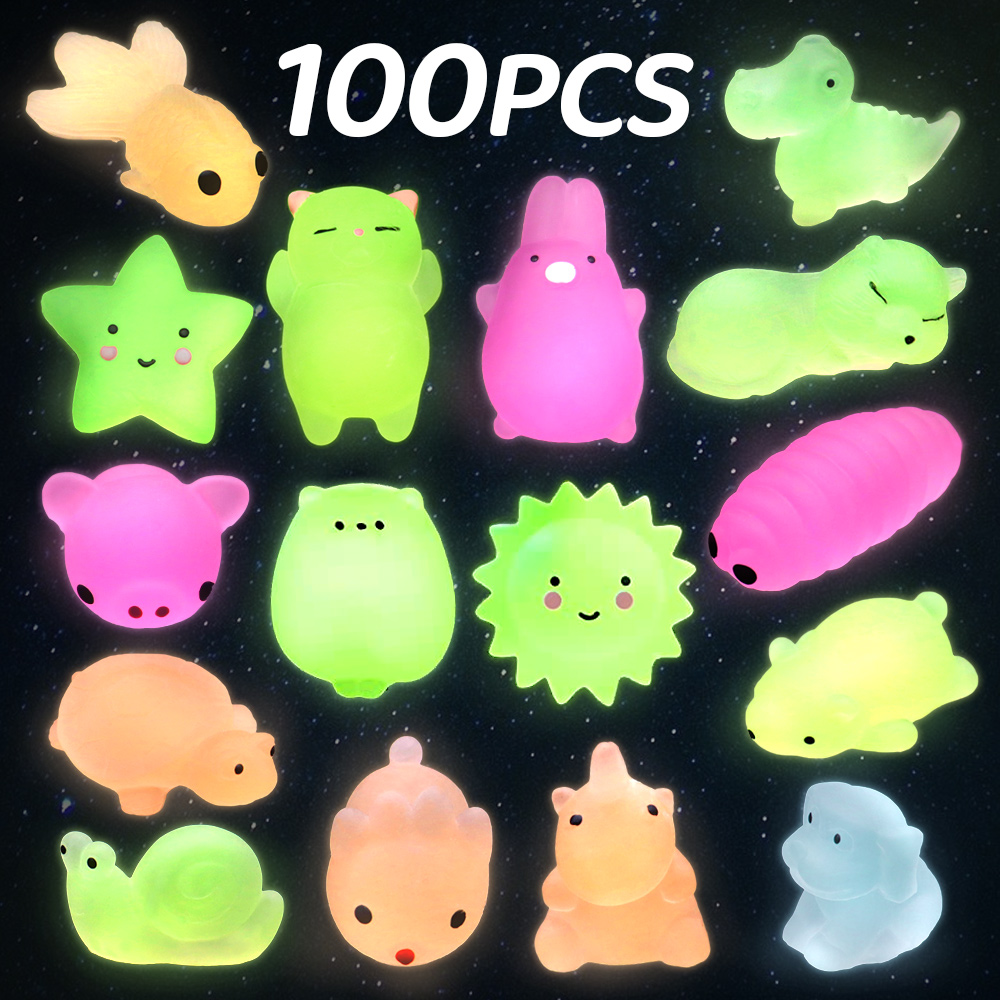 Watch 100 Pcs Mochi Squishies Toys Glow In The Dark