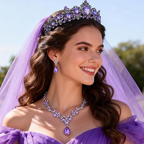 Miniatura 5 de Kamirola Corona barroca de reina, corona nupcial de diamantes de imitación y tiaras diadema de cristal para cumpleaños, graduación, concurso,