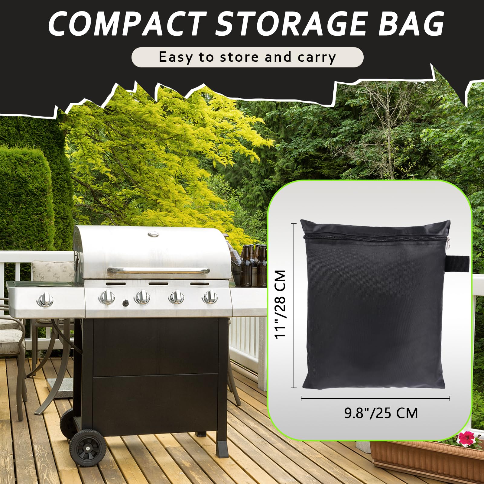 Rocktakin - Copertura resistente per griglia a gas da 165 cm, per esterni, impermeabile, resistente ai raggi UV e allo sbiadimento, antivento, con prese d'aria per Weber, Char-Broil, Nexgrill e altro