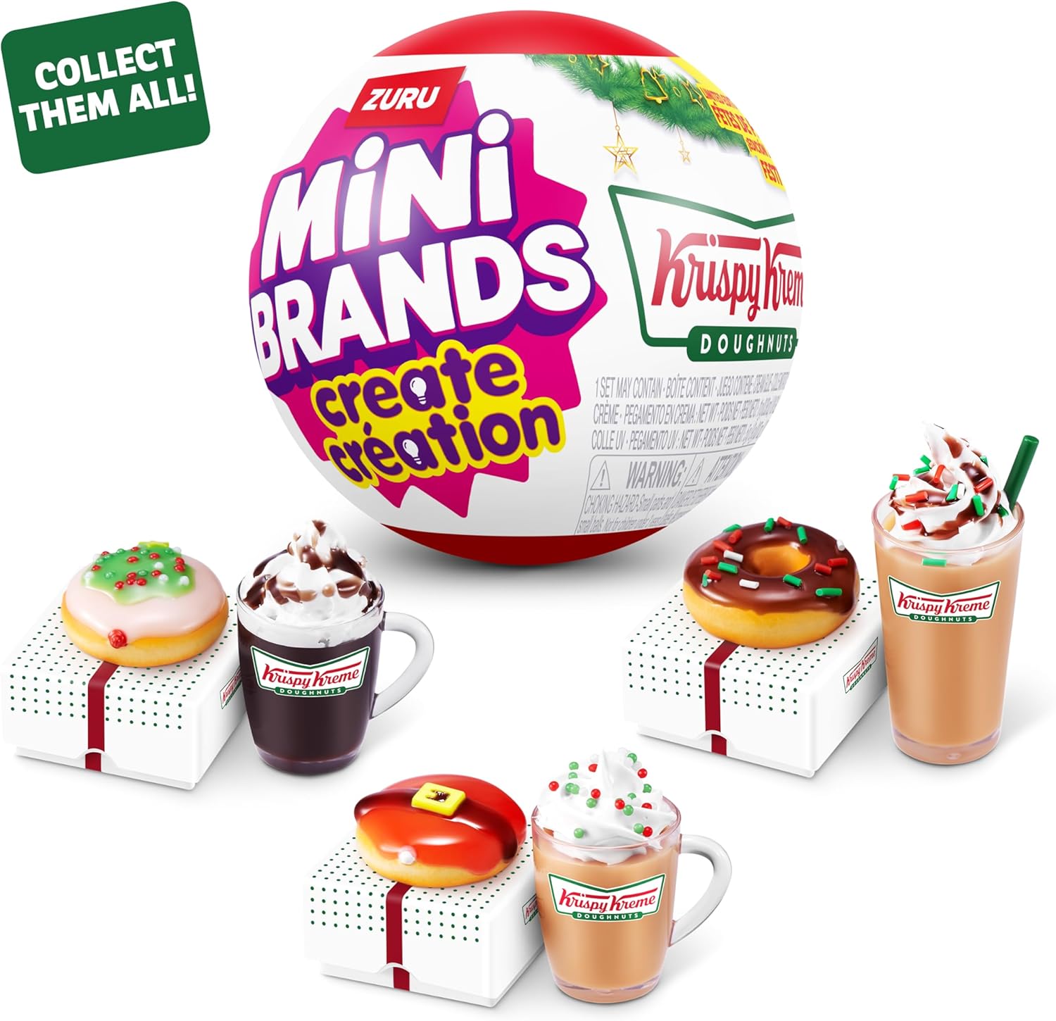 Mini Brands Create Krispy Kreme Holiday Series 1 Capsule by ZURU, Licensed Mini Collectibles, Mystery Blind Packaging, DIY, Crafts, Resin Play, Novelty, Replica Food, NOT Edible, Collectors, 8+