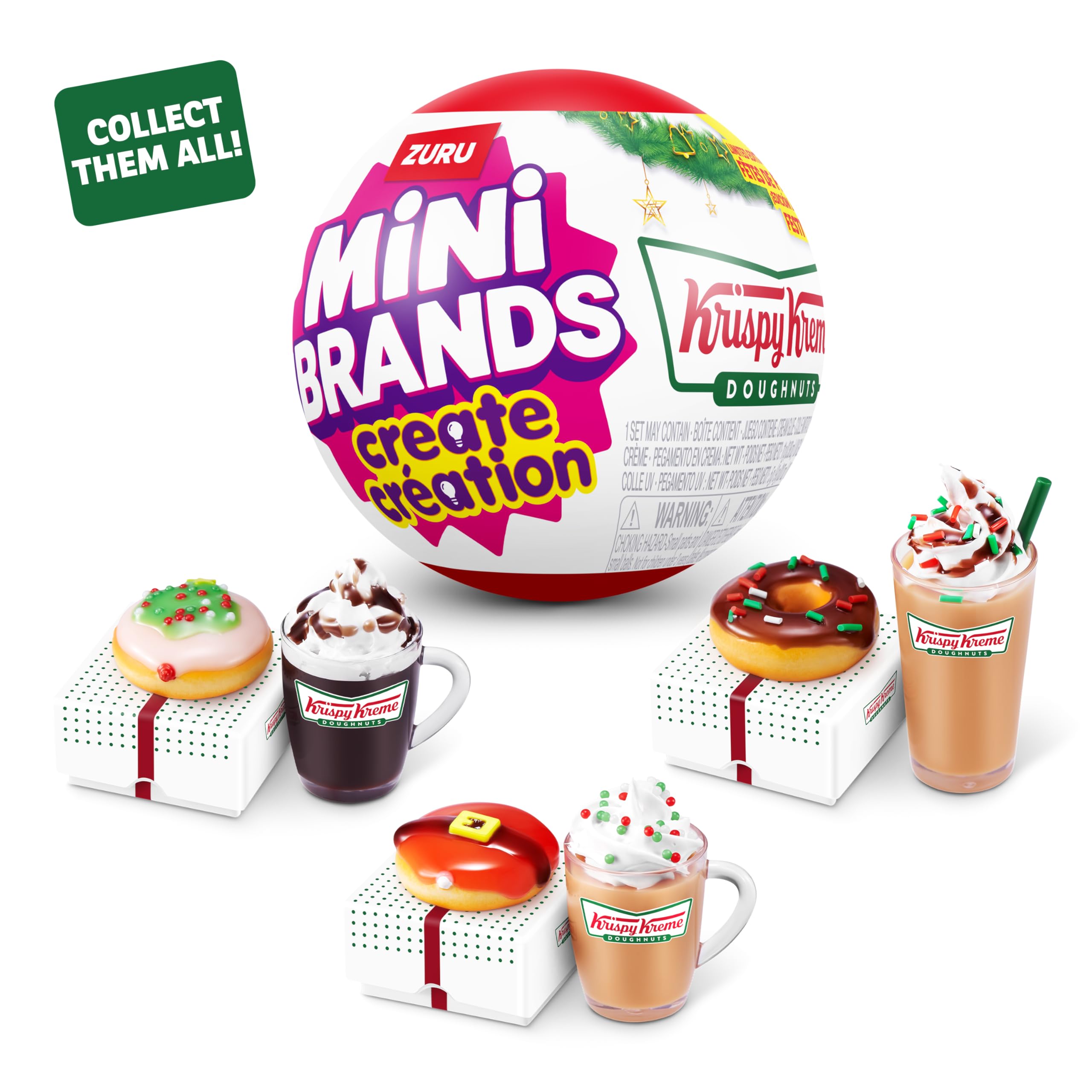 ZURU Mini Brands Cápsula Create Krispy Kreme Holiday Serie 1, Minis Coleccionables Paquete Misterioso DIY