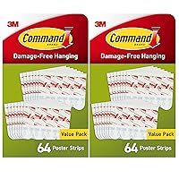 Vista 10 de Tiras adhesivas para póster Command, colgadores para pósteres sin daños, tiras adhesivas para pared sin herramientas para pósteres, 64 tiras