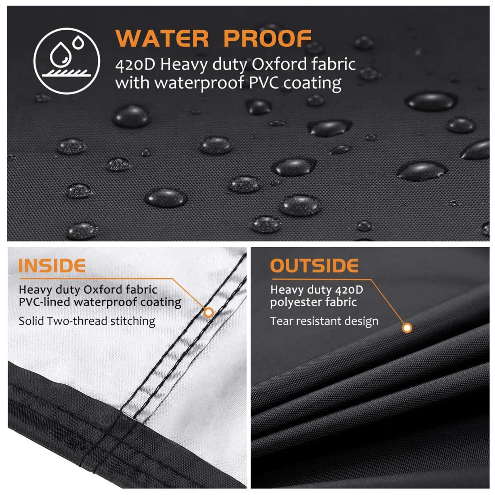 Funda para Barbacoa, Funda para Barbacoa Impermeable, Cubierta BBQ De Parrilla 420D Oxford Protector, Cubierta De Barbacoa Exterior Anti UV (183x66x129cm,Negro)