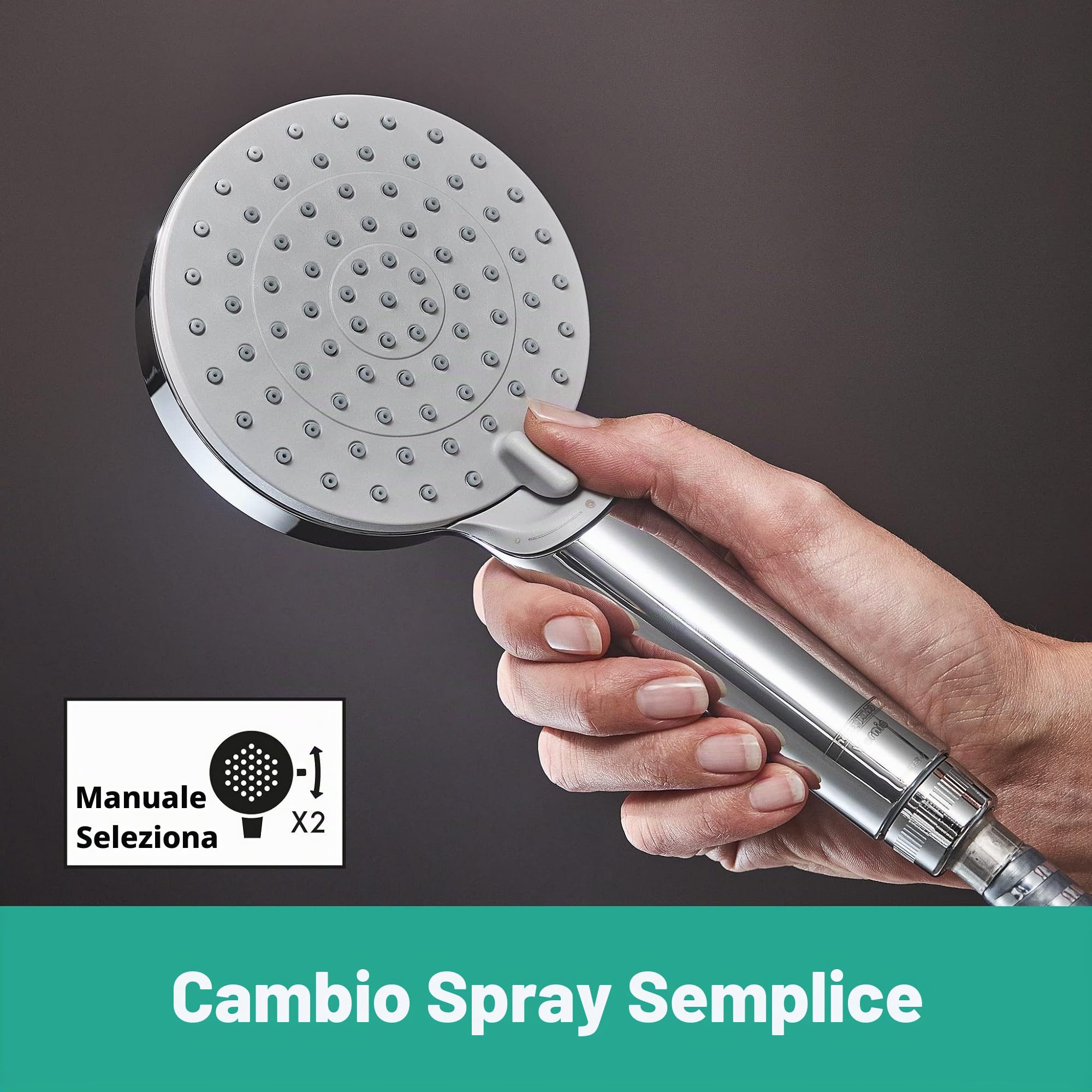 hansgrohe Vernis Blend - Colonna doccia con miscelatore termostatico, Sistema doccia (⌀ 205 mm) con rubinetto, doccetta (2 getti), tubo, asta e soffione doccia tondo, cromo, 26276000