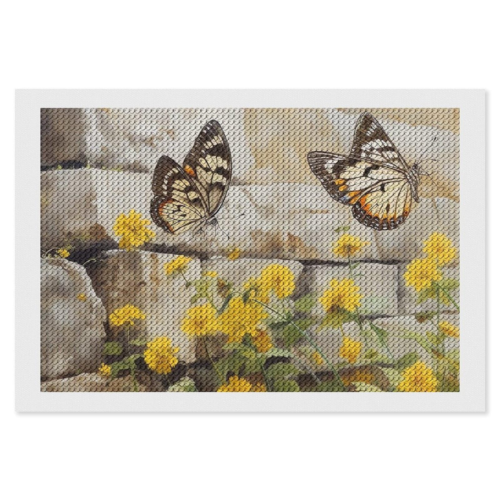Butterfly on The Wall Diamond Art Kits for Adults, DIY 5D Diamonds Painting Kits for Beginner, Round Full Drill Diamond Dots Painting, 8"x12" Diamonds Pictures Gem Art and Crafts Wall Decor