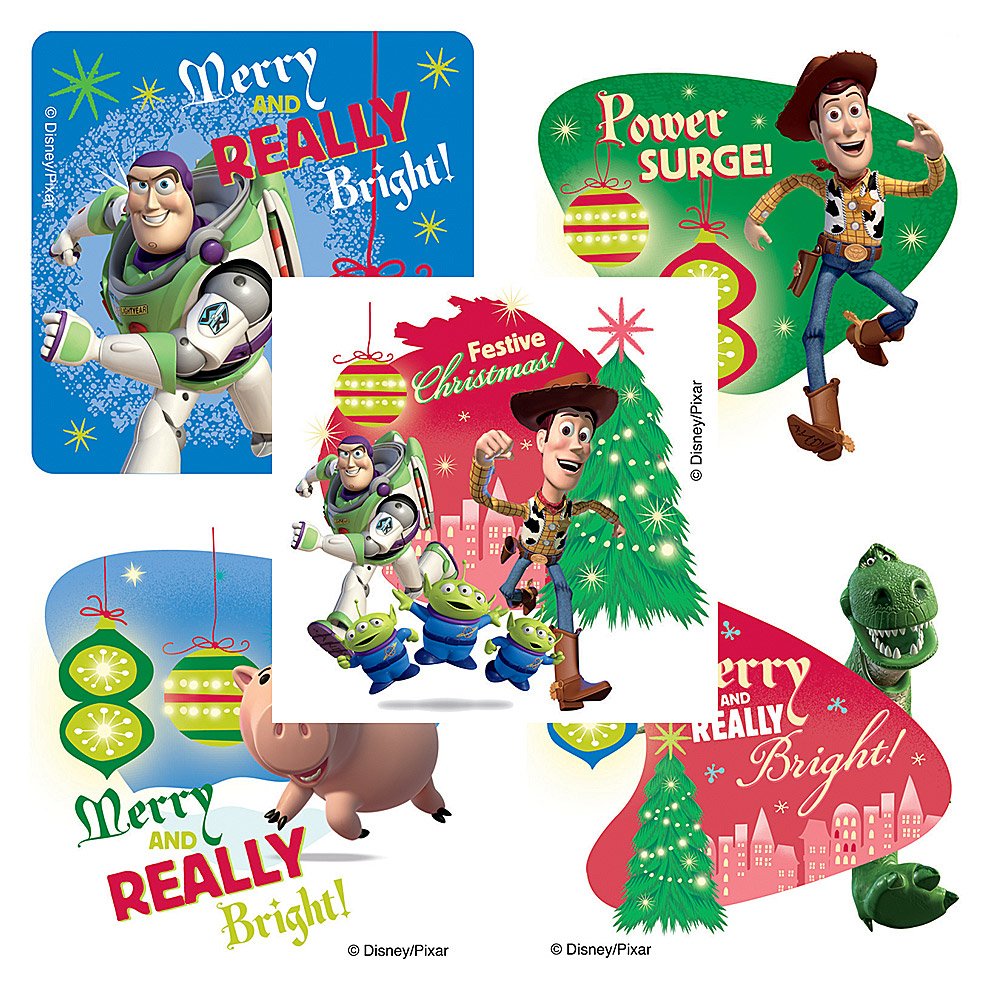 Autocollants de Noël Toy Story pour décorer vos cartes de vœux en famille
