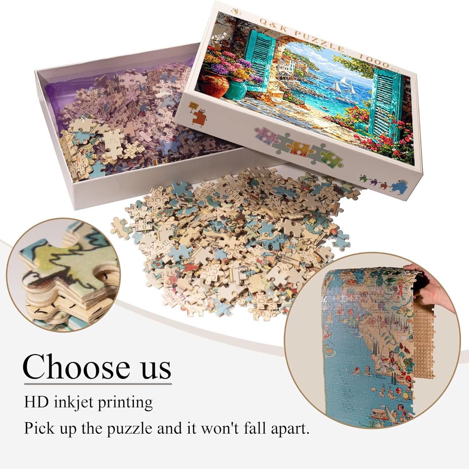 Puzzle in Legno per Adulti 1500 Pezzi | Vista sul porto| Giocattoli Educativi | Puzzle Adulti E Famiglie Decor | Dimensione Di 87x57cm | Regalo Adultis | Regali Natale (Formato: 34.8x22.8in) o-241