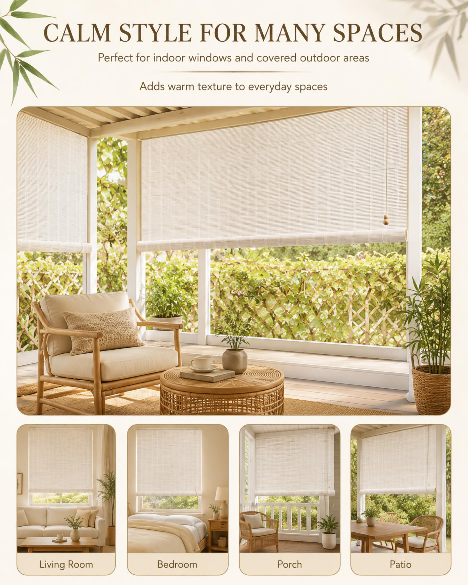 Tenda A Rullo per Esterno per Patio, Veranda, Tenda Oscurante da Interno, Tendes A Pacchetto per Finestra/Porta, Disponibili in Diverse Misure,60 * 183cm / 24 * 72"