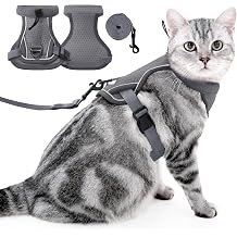JOHNBOLIN Cat Harness and Leash Set - Escape Proof, Adjustable Breathable Vest Harnesses with Reflective Strips, Easy Control & Secure Walking for Small Medium Large Cats Kitten Collar Grey, Large