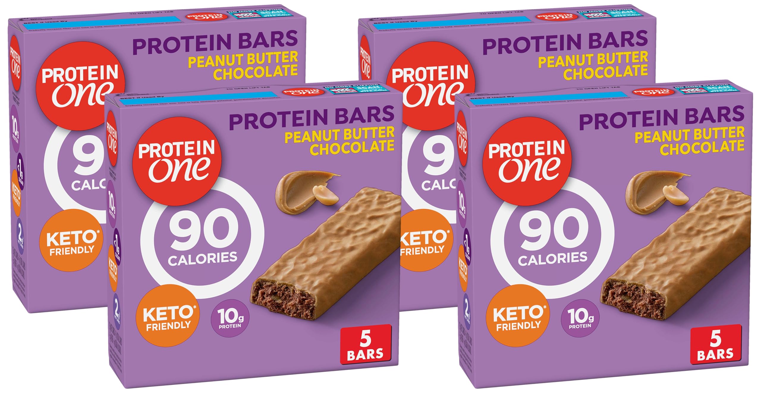 Protein One 90 Calorie Keto Protein Bars, Peanut Butter Chocolate, 5 ct (Pack of 4)