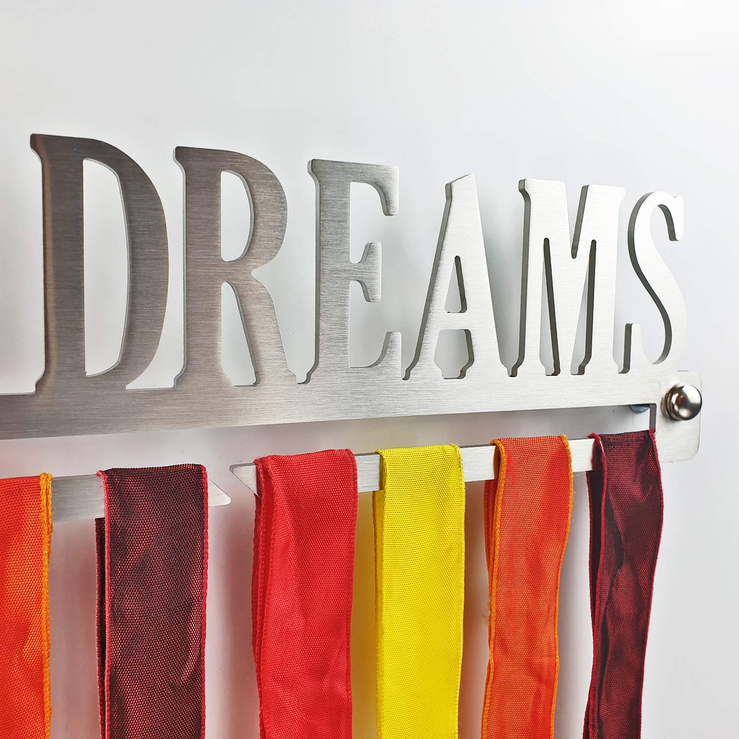 MEDALdisplay Fight for Your Dreams - Medaillen Aufhänger - Wandhalterung für Medaillens Running, Marathon - Medaillenhalter - Sport Medal Hanger - Gebürsteter Edelstahl - 100% Made in Italy