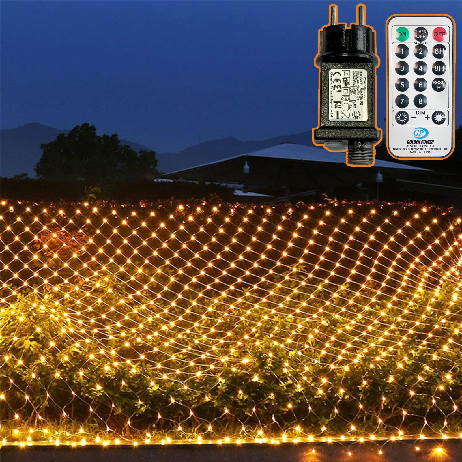 4.5x1.6M Rete luminosa solare Bianco caldo Catena luminosa con 8 modalità Tenda luminosa natalizia all'interno all'esterno | Leroy Merlin