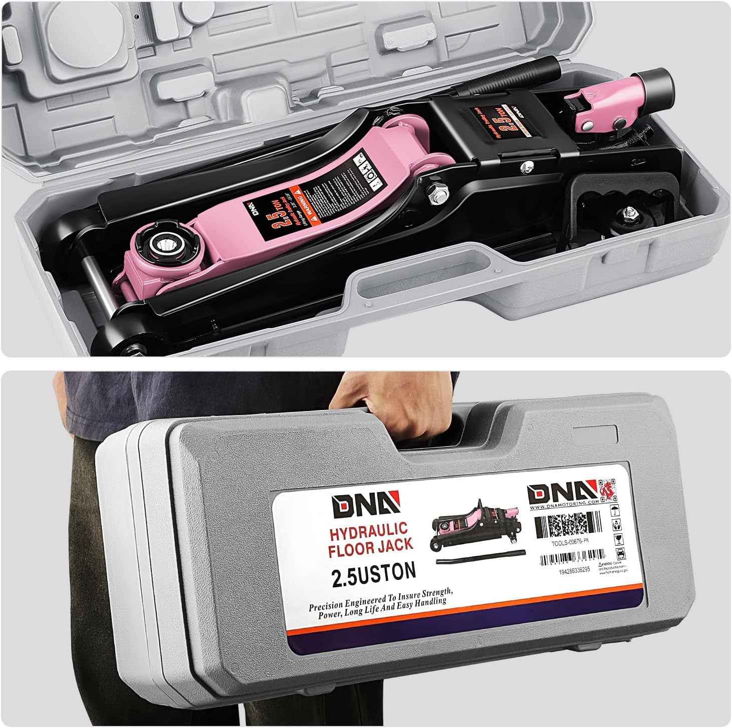 DNA Motoring Low Profile Hydraulic Trolley Service/Floor Jack, 2.5 Ton (5500 lbs) Capacity, Lifting Range 3.35"-15.16",Pink, TOOLS-00676-PK