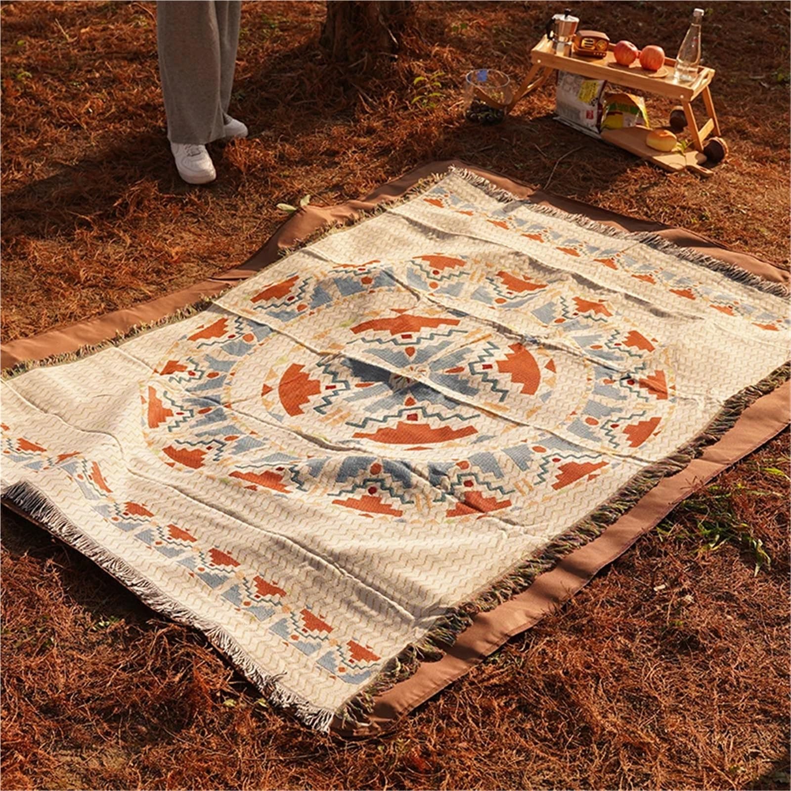 Tappeto da Campeggio all'aperto Coperta da Picnic Decorativa Tappetino da Picnic da Viaggio Materasso for Il Tempo Libero for Divano Interno per Campeggio(Red Leaf,180x260cm)