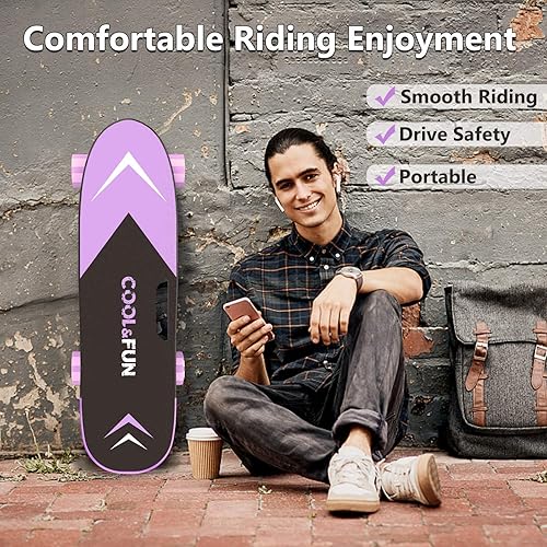 Miniatura 8 de Cool&Fun Monopatín eléctrico con control remoto, velocidad máxima de 10 MPH, rango de 7 millas, ajuste de 3 velocidades, carga máxima de 200 libras