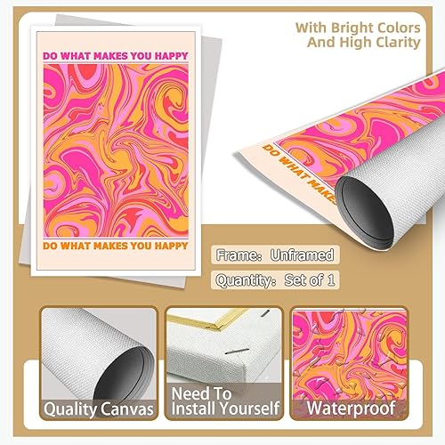 Miniatura 7 de BNGFDV Lienzo decorativo retro con texto en inglés Do What Makes You Happy, lienzo decorativo de pared con texto "Do What Makes You Happy" (Do What
