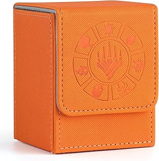 Card Deck Box, 110+ Storage MTG Deck Box with 50 Pcs Card Sleeve, Collectible Trading Card Cases for Magic Commander and More (Orange)