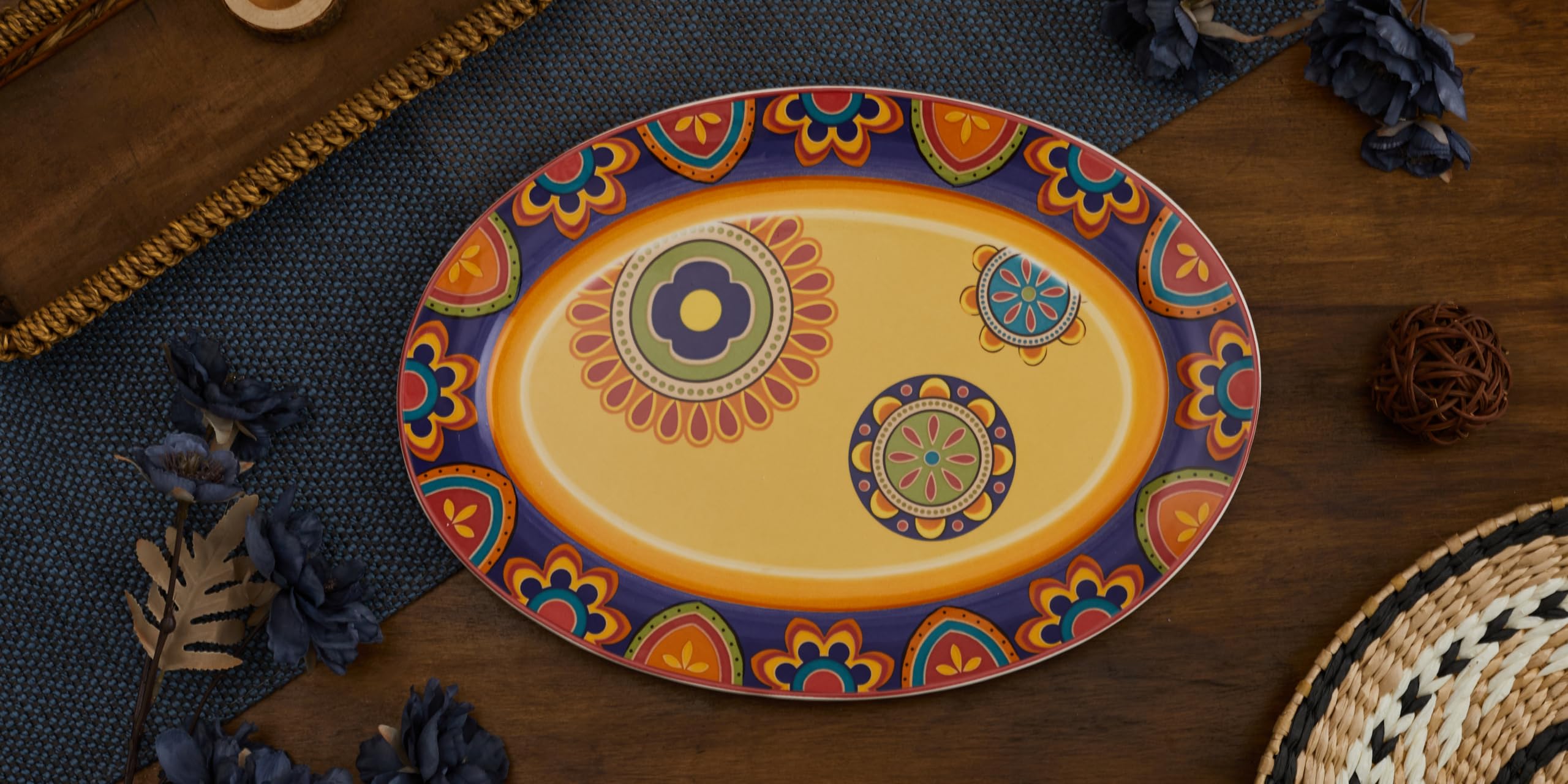 Bico Tunezyjski ceramiczny półmisek owalny, 40 cm, nadaje się do kuchenki mikrofalowej i zmywarki