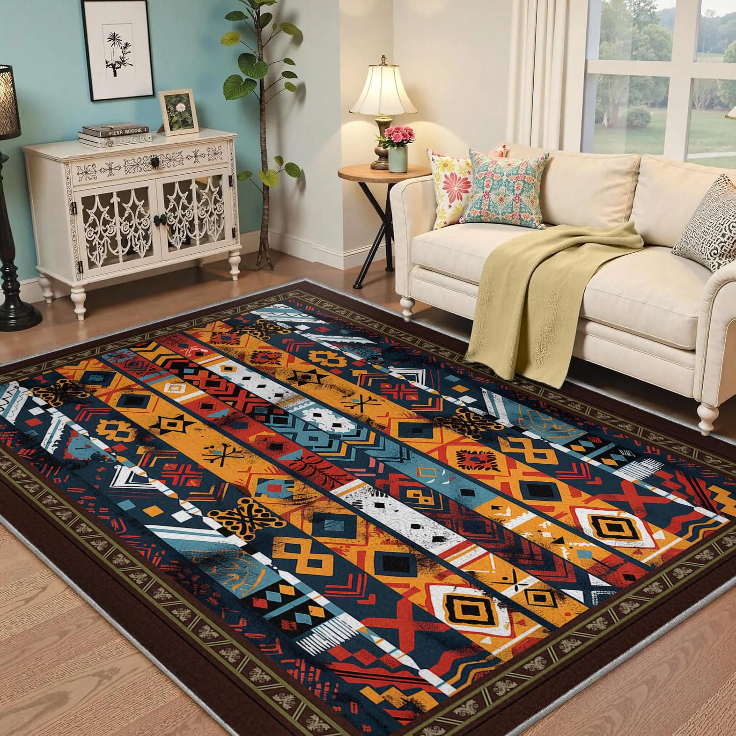 Tapis de salon 150x210cm pour réchauffer un sol froid et dynamiser la déco