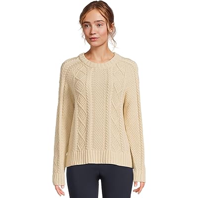 L.L.Bean Signature Cotton Fisherman Crewneck Sweater beige