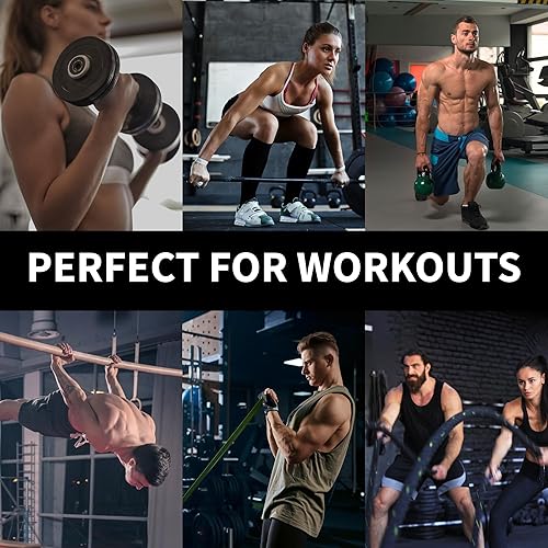 Miniatura 8 de Puños de entrenamiento para levantamiento de pesas  Agarres antideslizantes para gimnasio, empuñaduras para peso muerto, filas, empuñaduras de