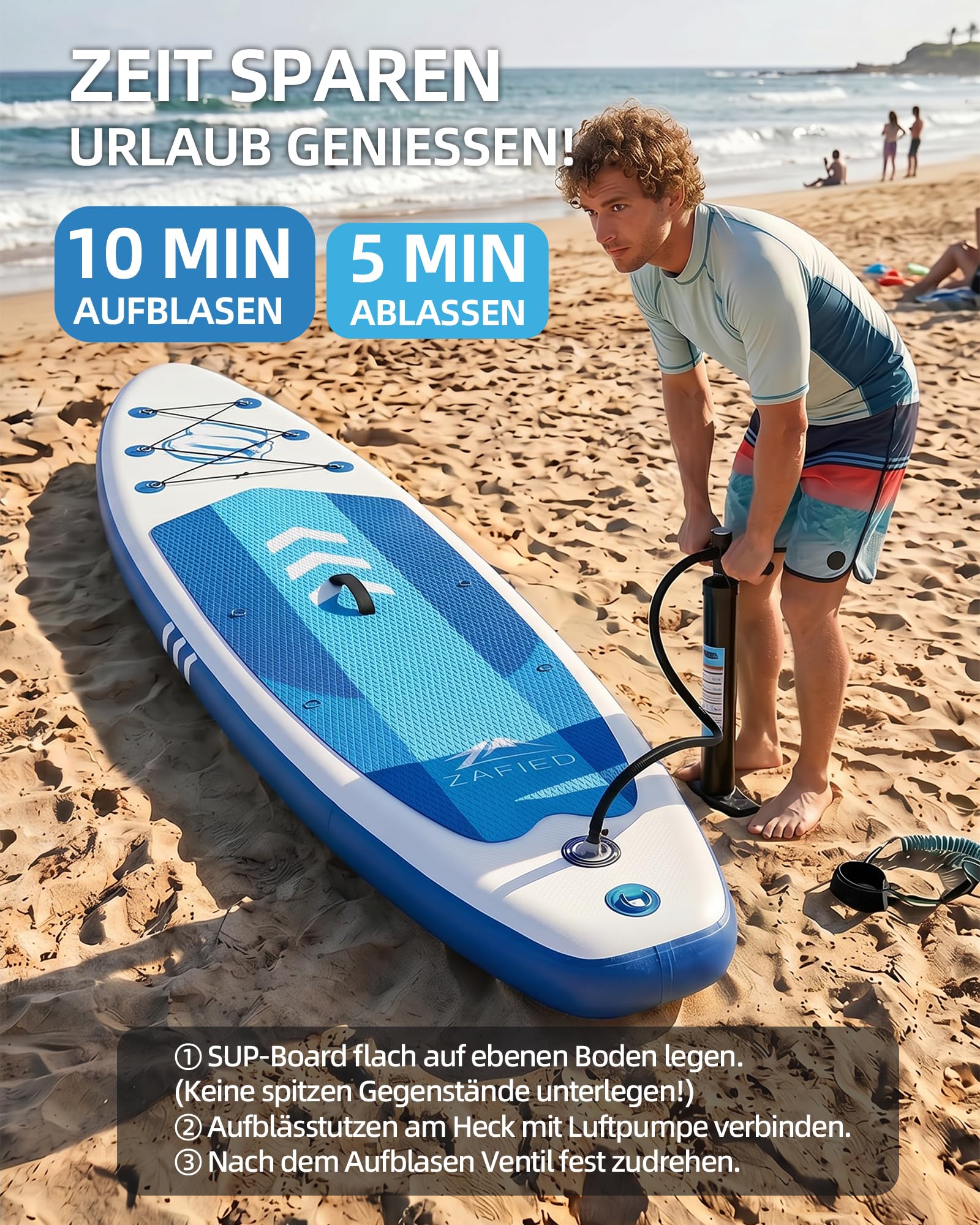 Stand Up Paddling Board, Aufblasbares SUP Board 320×82×15cm Breites Stabiles Design Paddle Board bis 200KG mit Komplettes Zubehör für Erwachsene & Einsteiger