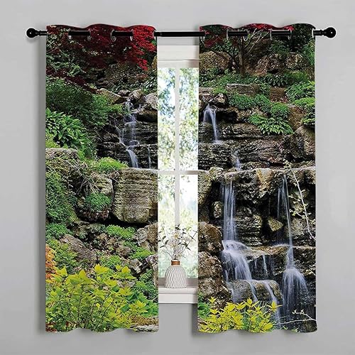 Panel Curtains Japanese Decor Collection Doorway Curtain Rod Cortinas para Ventanas De Cuarto 55Inch Width by 45Inch Length,2 Panels