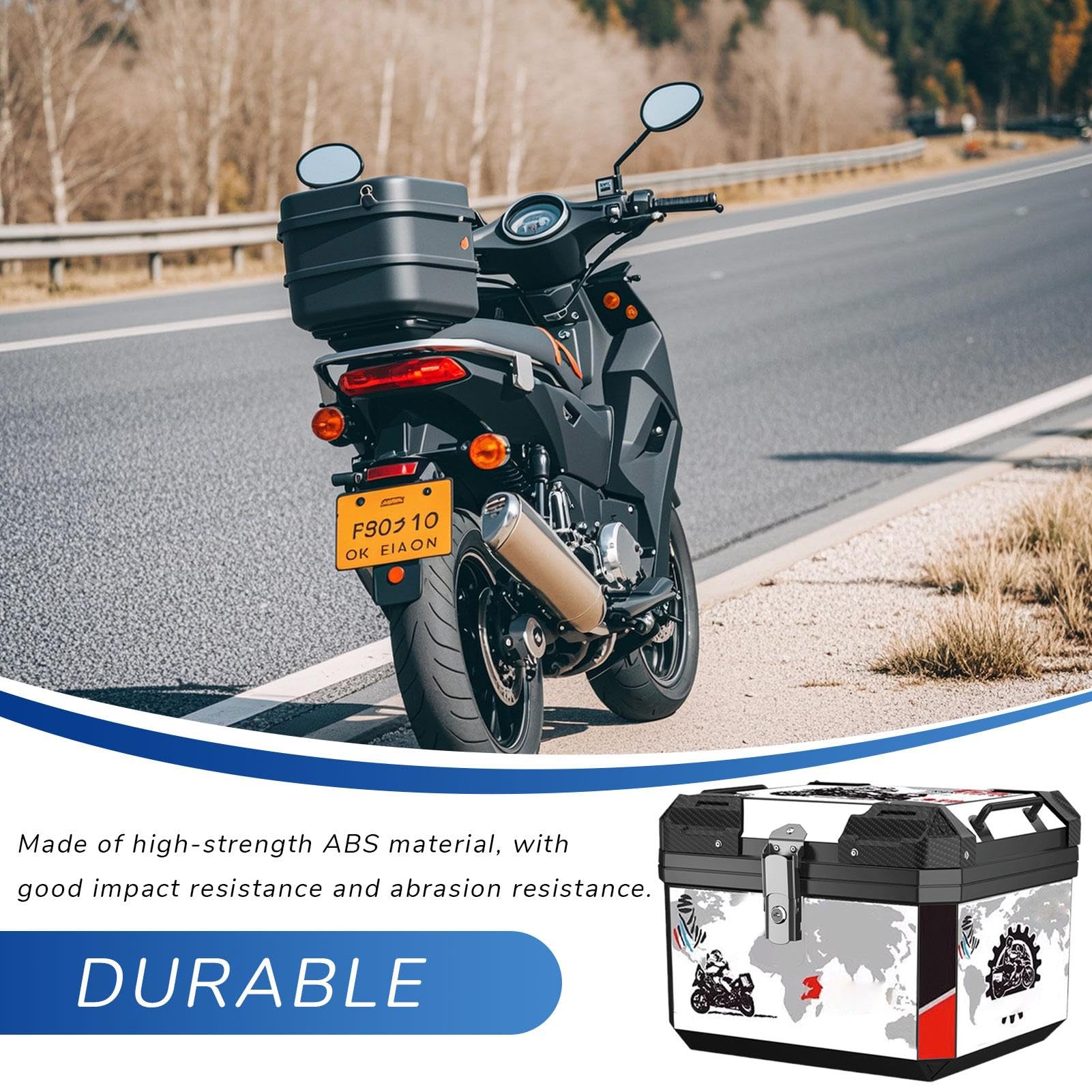 Caja para Maletero de Motocicleta, Caja Trasera de Maletero, Resistente al Agua, Organizador de Almacenamiento de Capacidad, 45 L, Soporte para Polvo del Portador, Accesorios