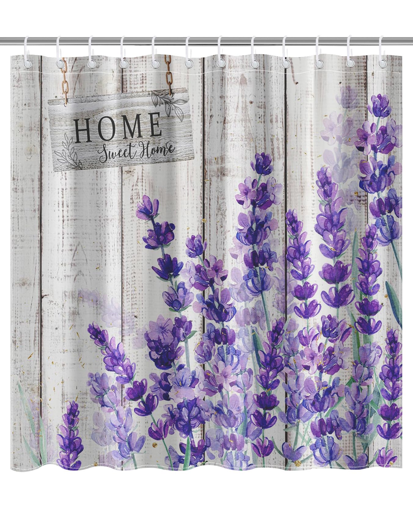 Amazon.com: Lindameler Lavender Purple Shower Curtain Set Farmhouse ...