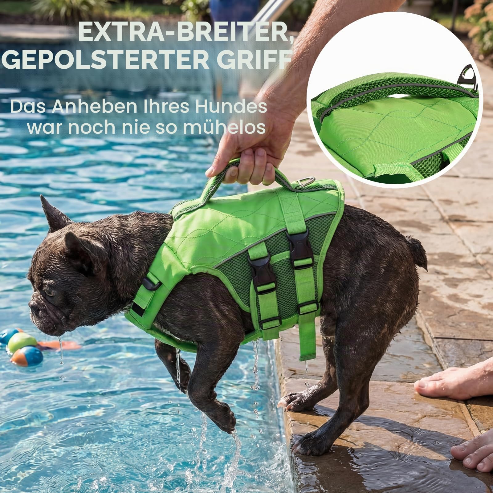 ASENKU Schwimmweste Hund Groß XL,Verstellbar & Ripstop Hundeschwimmweste,Rettungsweste für Hunde mit Griff und Reflektierend, Hunde Schwimmweste für Chihuahua,Dackel,Französische Bulldogge, Labrador