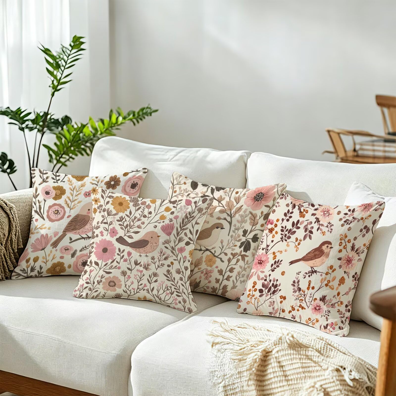 Coussin Exterieur Rose Lot de 4,Housse Coussin Exterieur, Cod-0000744