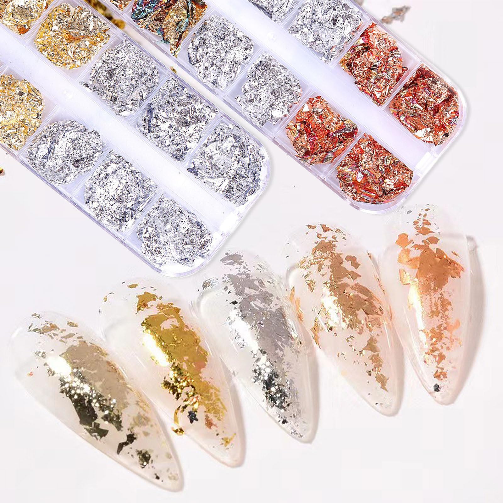 Amazon.co.jp: 金箔 銀箔 銅箔 3色セット ネイルパーツ 容器入り