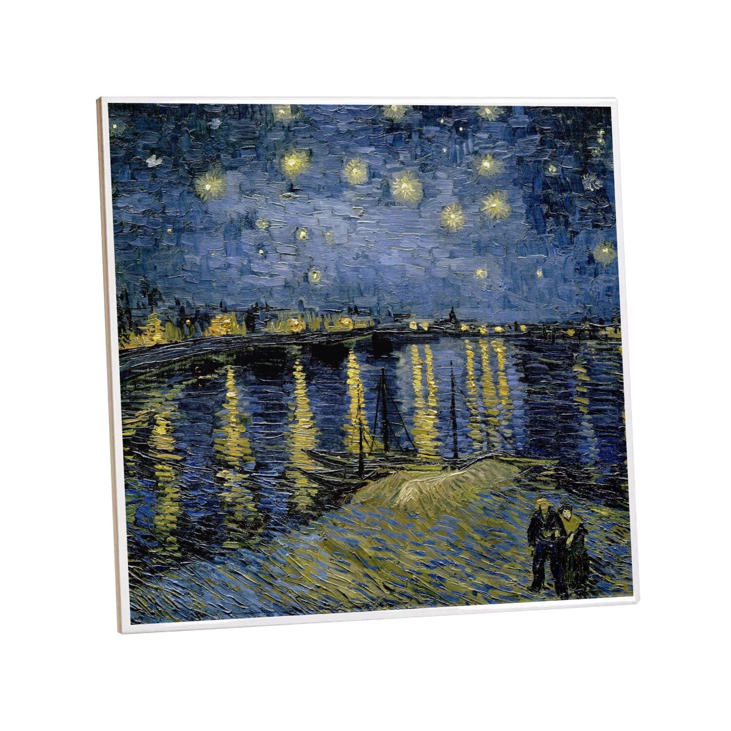 Fantastyczna Ceramiczna Płytka Dekoracyjna 10,8 x 10,8 cm - Van Gogh Nocne Gwiazdy na Rhonie Obraz