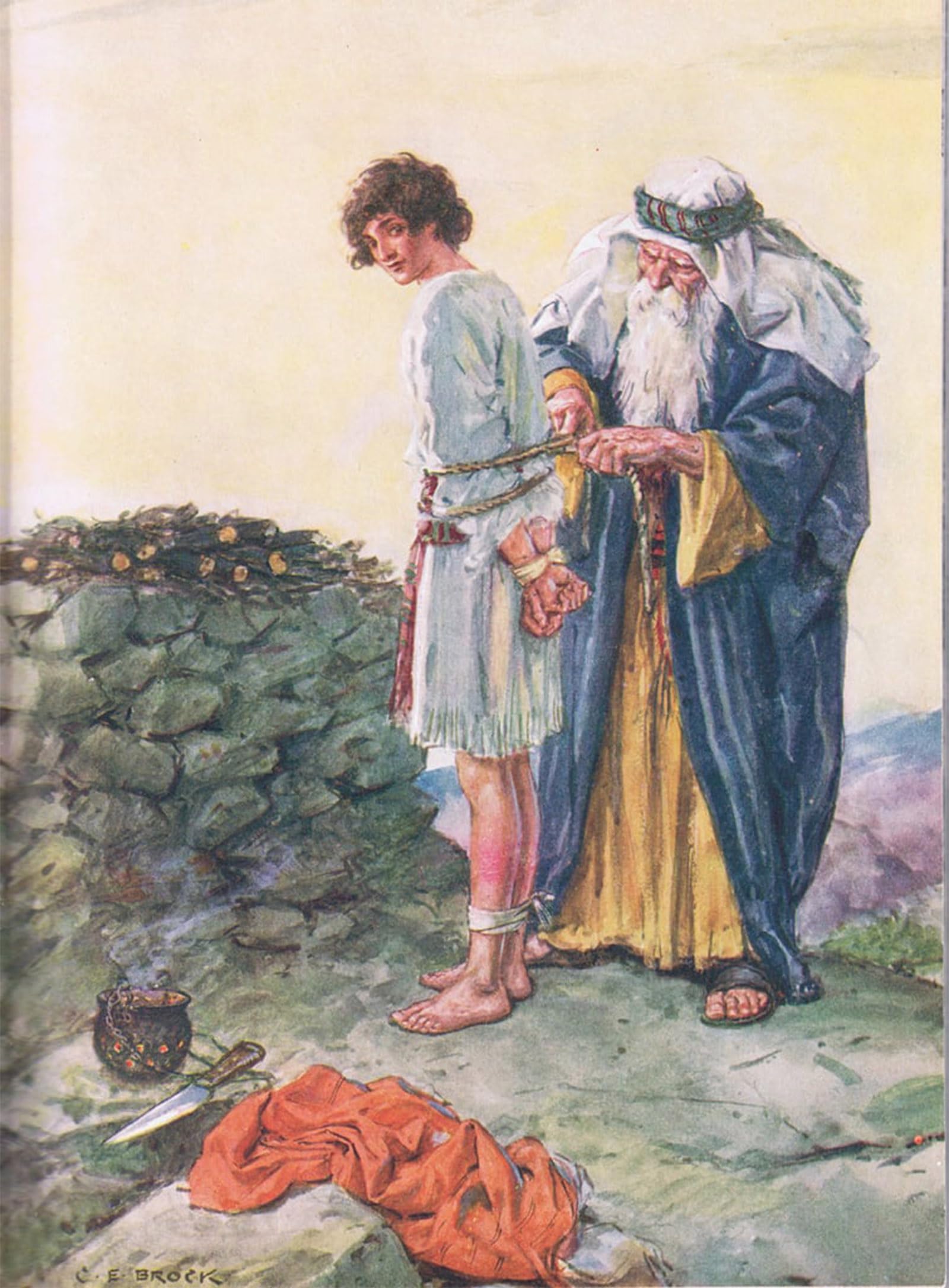 SERENDIPITP Abstract Painting Mural Print Picture Wall Decor Painting Is Isaac to Die Illustration From Through the Bible Virtue Publishing by Charles Edmund Brock for Home Decor 60x90cm