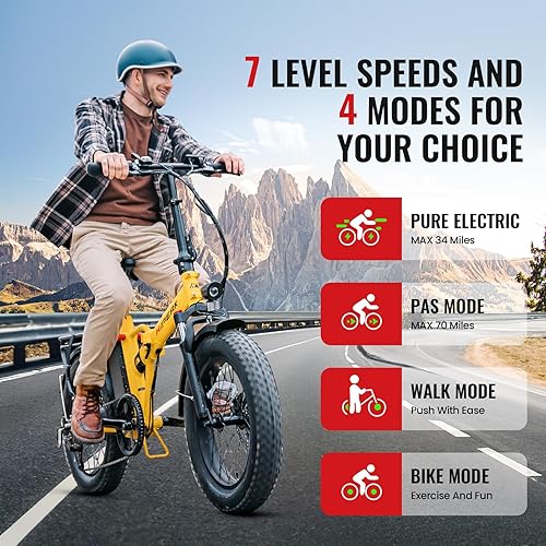 Miniatura 4 de Bona Ebike Bicicleta eléctrica plegable para adultos, 750 W, velocidades de hasta 25 MPH, batería extraíble grande de 48 V 15 Ah, batería extraíble