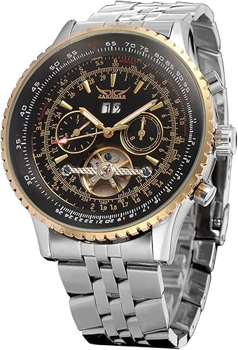 Miniatura 7 de Forsining Forsining Reloj de pulsera tourbillon para hombre de cuerda automática resistente al agua de acero inoxidable con calendario