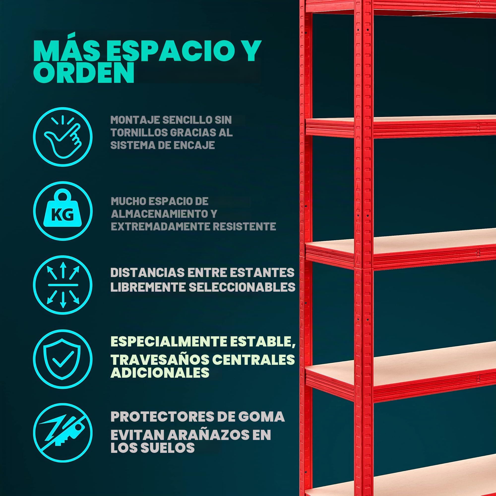 Deuba 2x Estanterías Metálicas 180x90x40cm 875kg Rojas Estantería para Cargas Pesadas 5 Estantes Taller