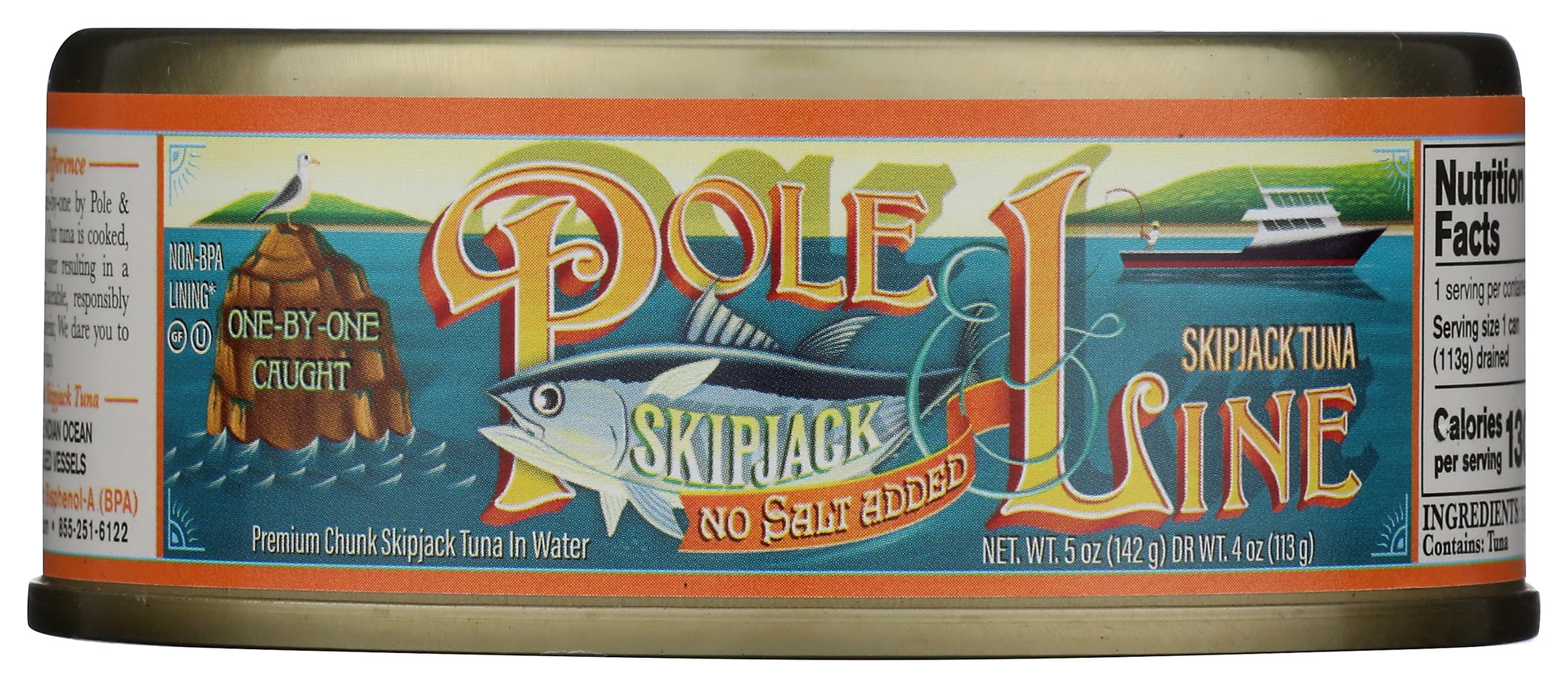 POLE AND LINE Skipjack Tuna in Water No Added Salt, 5 OZ