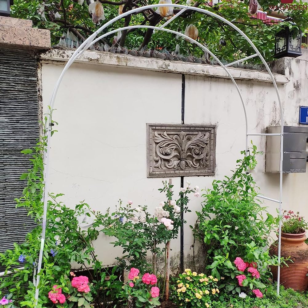Treillis d'arche de jardin en métal blanc de 1,2x2,2m pour décoration de plantes grimpantes