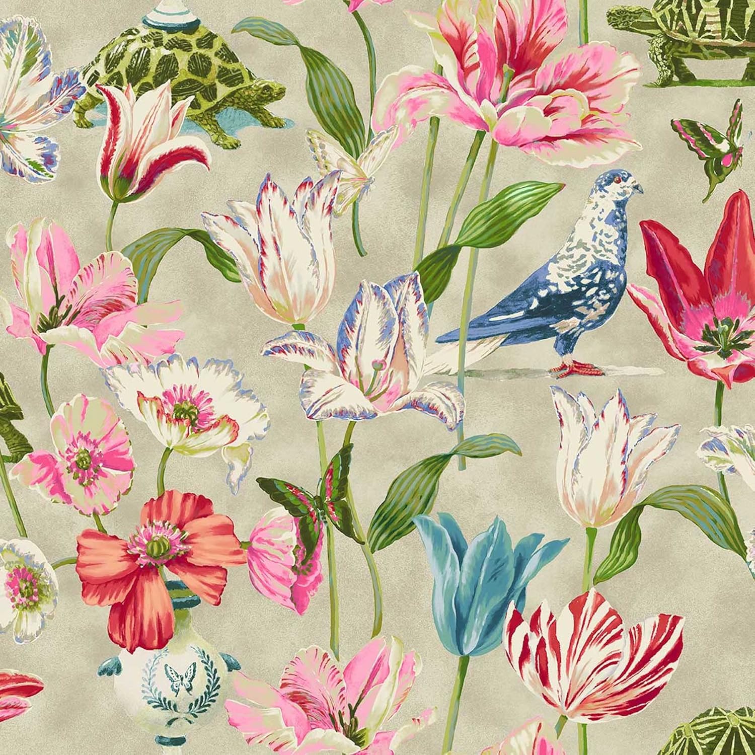Surface Style Harrison Howard Floral Peel and Stick Wallpaper, Self Adhesive, Vinyl, 30.75 Sq Ft Coverage (Enchanted Garden Collection, Robin's Egg)