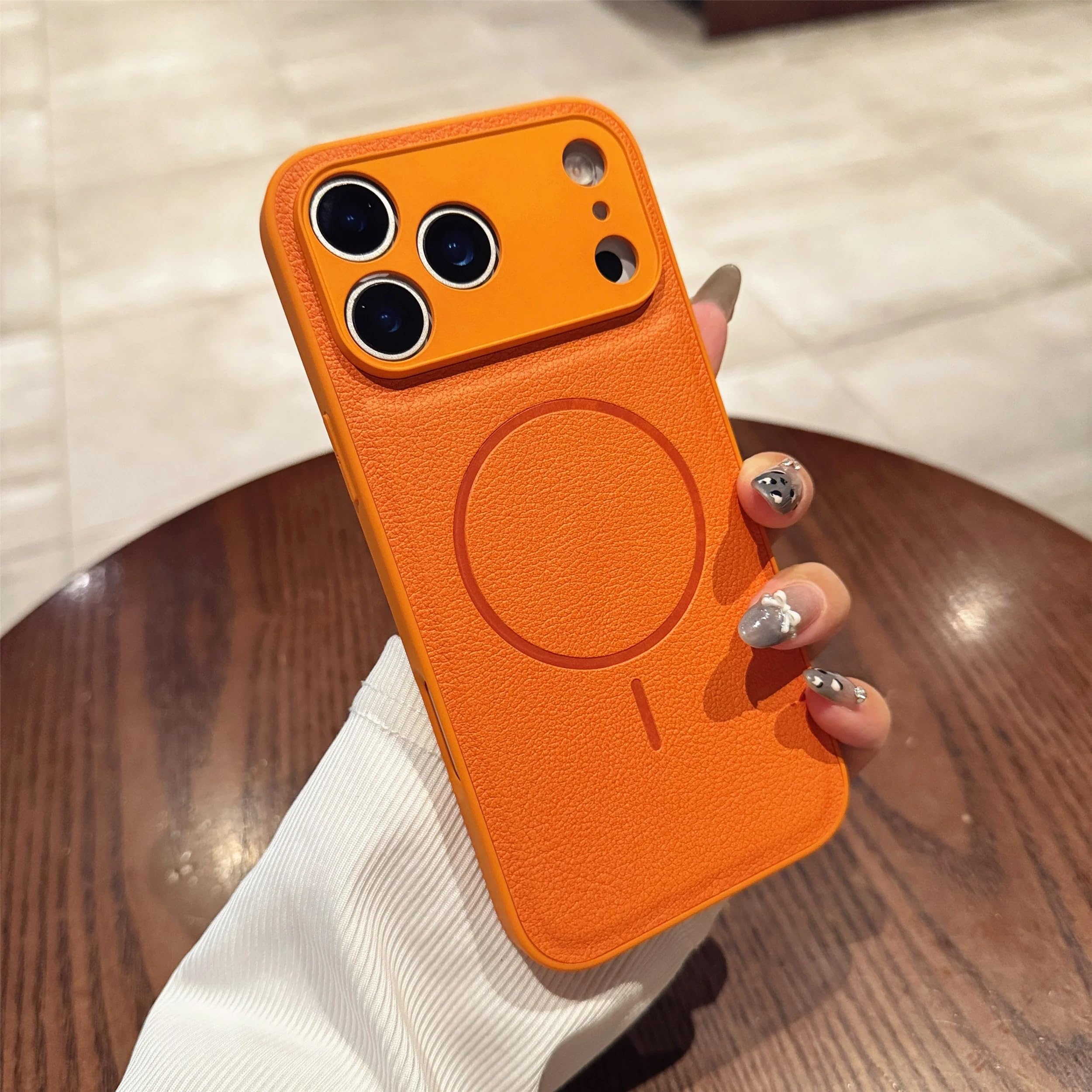 Housse magnétique haut de gamme en cuir mat pour iPhone 14 Plus