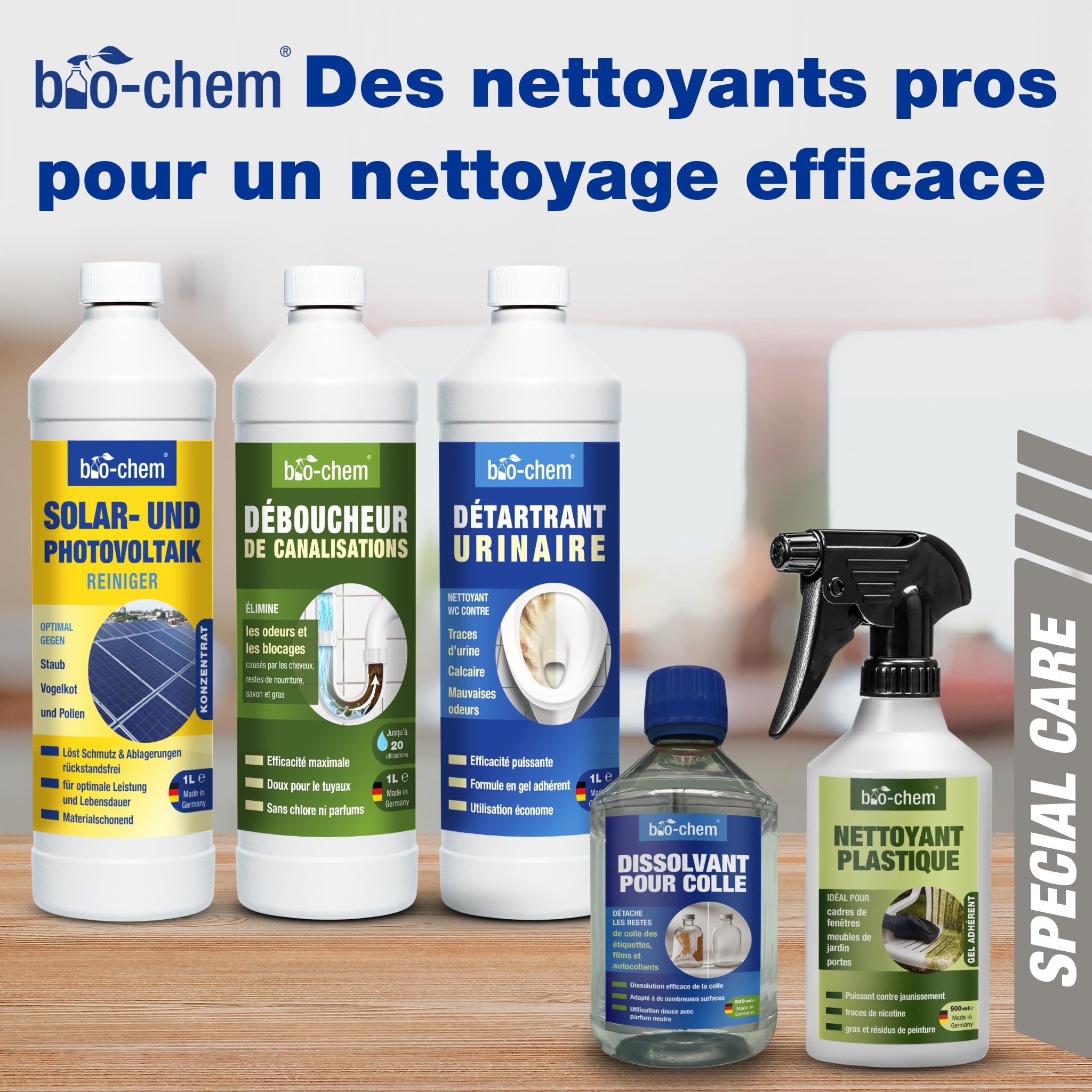 bio-chem Nettoyant solaire et photovoltaïque 3L | Diluable jusqu'à 1:20 - efficace en profondeur et ménageant les matériaux - Made in Germany