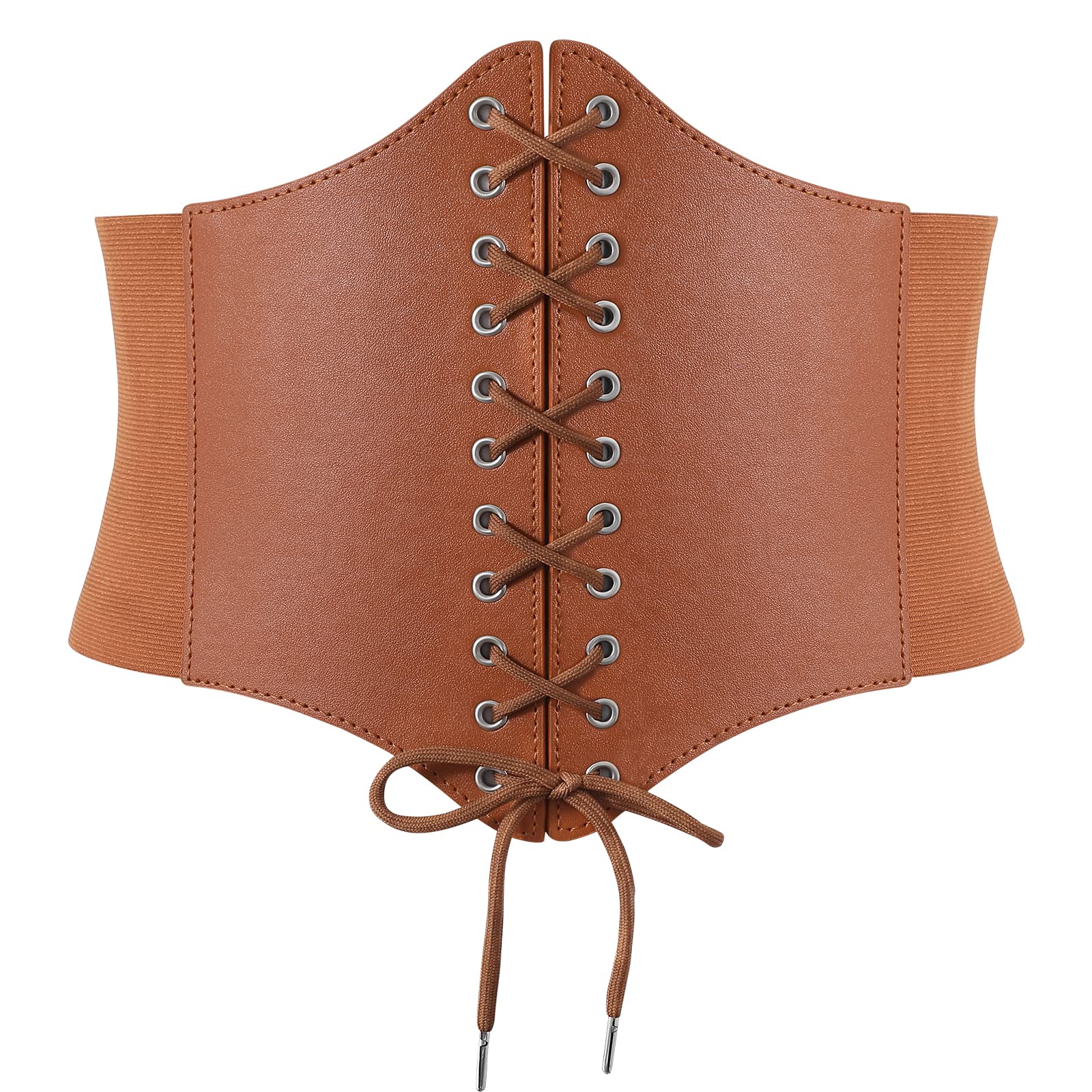 XZQTIVE Womens Corset Belt Wide Black Brown Elastic Lace-Up Waist Cincher for Dress Pirate Costume Stretch Design